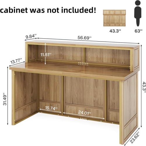 Tribesigns Reception Desk with Counter, 57-Inch Rustic Front Desk Receptionist Table