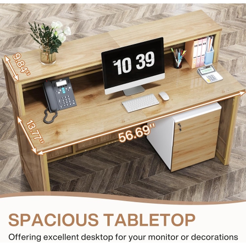 Tribesigns Reception Desk with Counter, 57-Inch Rustic Front Desk Receptionist Table