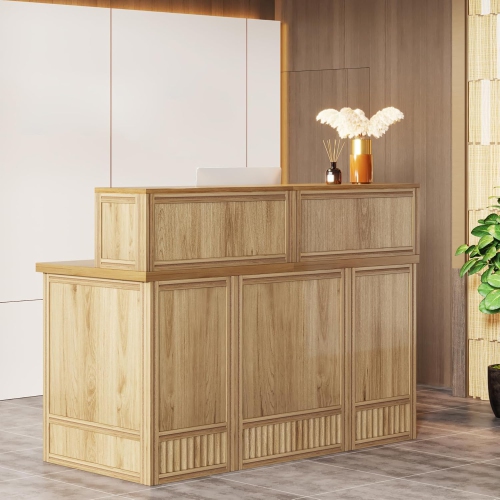 Tribesigns Reception Desk with Counter, 57-Inch Rustic Front Desk Receptionist Table