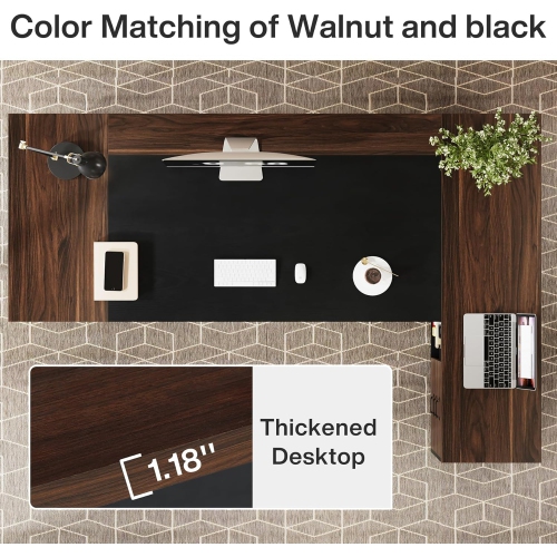 Tribesigns 78" L-Shaped Executive Desk, Large Office Desk with Drawers and Lateral File Cabinet, Business Furniture with Storage Shelves