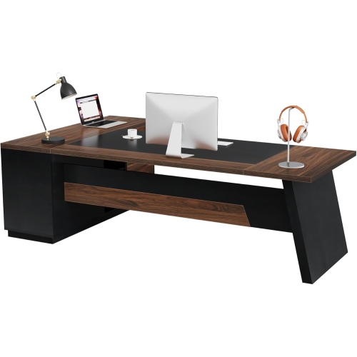 Tribesigns 78" L-Shaped Executive Desk, Large Office Desk with Drawers and Lateral File Cabinet, Business Furniture with Storage Shelves