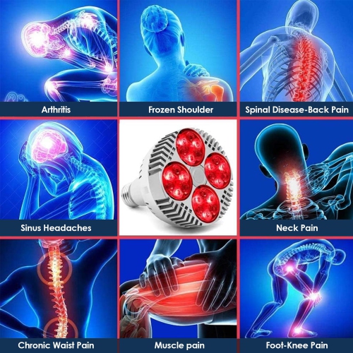 Red Light Therapy Lamp 48W 24 LED Deep Red Light Therapy Bulb Heat Device, 670 Nanometer Red & Near Infrared Lights 850nm