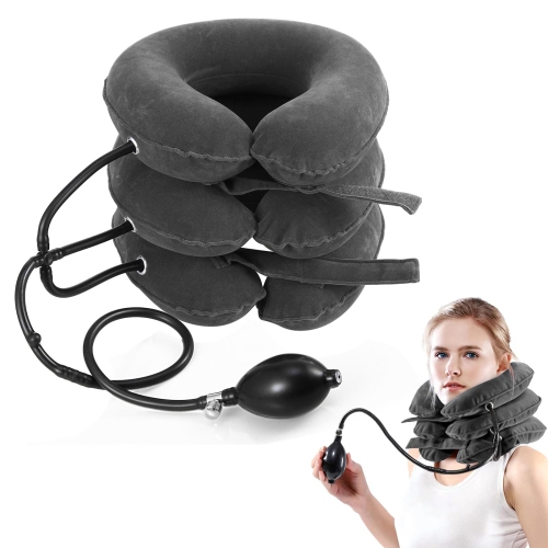 Image 1 of 5.. Cervical Neck Traction Device, Neck Stretcher, Neck Traction Device for Neck Pain Relief(Gray)
