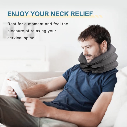 Cervical Neck Traction Device, Neck Stretcher, Neck Traction Device for Neck Pain Relief(Gray)