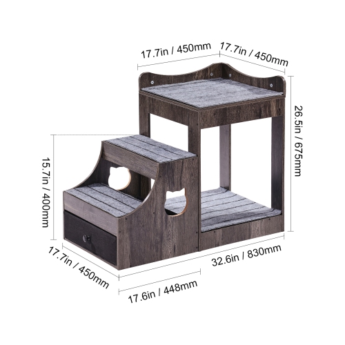 VEVOR Pet Bunk Bed with Removable Stairs, Dog/Cat Window Perch with Storage, Multi-Level Bed Window Perch Dog Bedside Sleeper Couch, Small Pet Seat