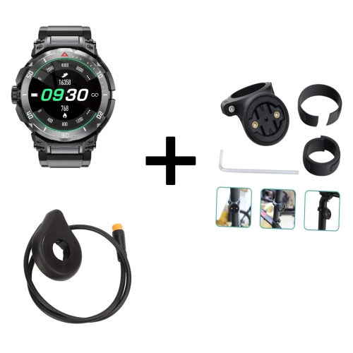 Electric Bike Pedal Sensor and Bicycle Tail Light Holder with 2-in-1 Smartwatch and TWS Earphones
