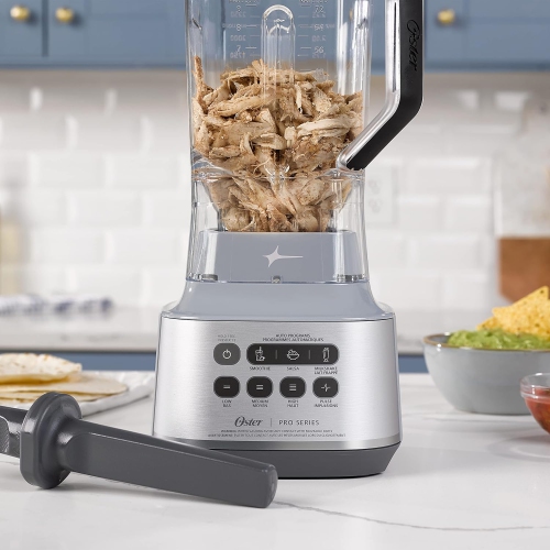 Mélangeur professionnel de 1000 W d'Oster avec récipient Tritan de 9&nbsp;tasses, pilon et programmes automatiques – Gris