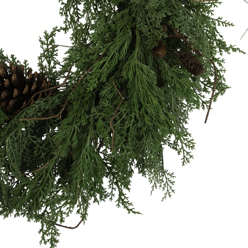 Pine Cones and Cedar Artificial Christmas Wreath - 26" - Unlit
