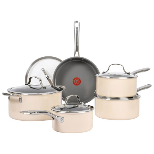 Image 1 of 2.. T-Fal Excellence 10-Piece Ceramic Cookware Set - Blush