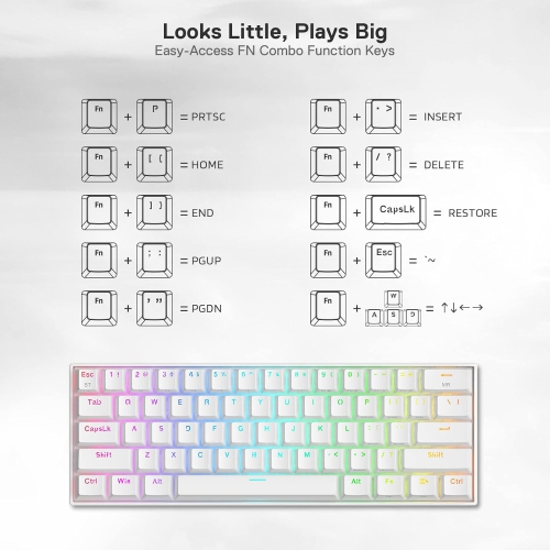 Redragon K530 Draconic 60% Compact RGB Wireless Mechanical Keyboard, Red switch