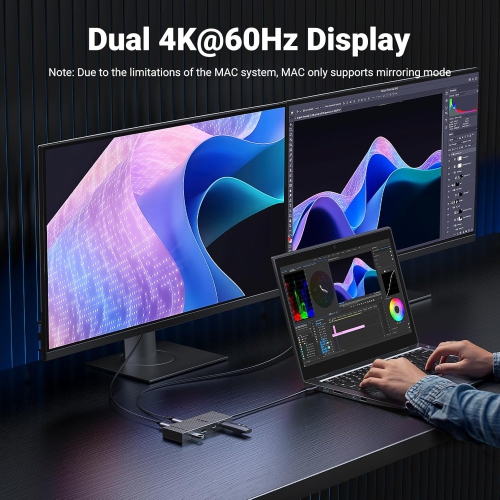 UGREEN Revodok Pro 7-in-1 USB C Docking Station with Dual 4K HDMI, 100W PD Charging, and 10Gbps Data Transfer for Laptops and Tablets