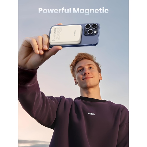 UGREEN 10000mAh Magnetic Portable Charger, PD 20W Fast Charging with USB-C in/out, Compatible with iPhone 12-16 Series, White