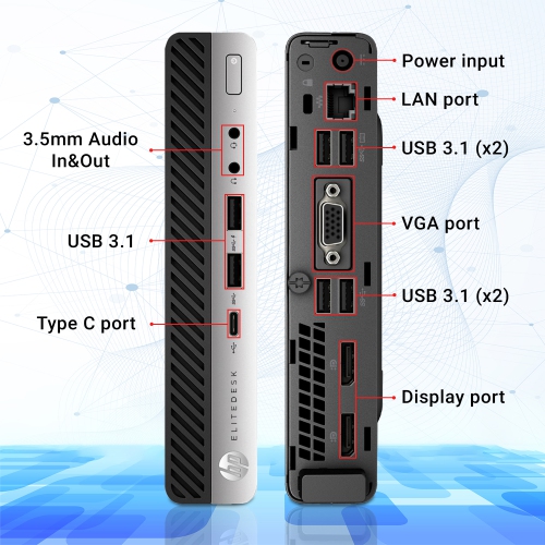 Remis à neuf - HP EliteDesk 800 G3 Mini | i5-7500T, mémoire vive 16&nbsp;Go, SSD d'512&nbsp;Go, Wi-Fi, Windows 11 Pro