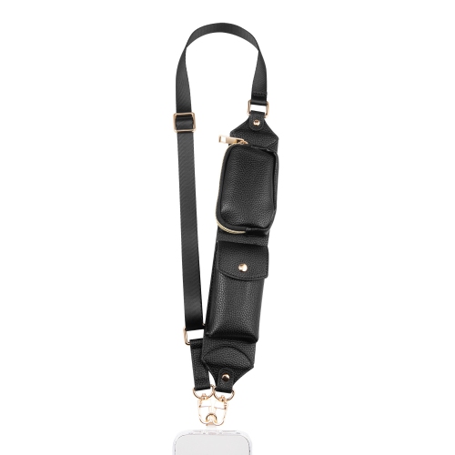 ARTIKL  Nylon & Vegan Leather Crossbody Phone Strap With Accessory Holders - In Black