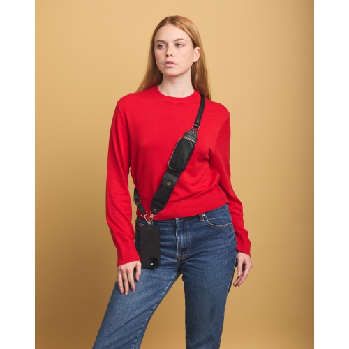 Artikl Vegan Leather Crossbody Phone Strap with Accessory Holders - Black