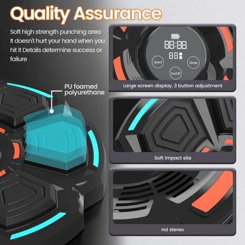 Machine d'entraînement de boxe musicale, pour les enfants s'entraînent avec un support mural électronique LED, avec des gants de boxe de qualité