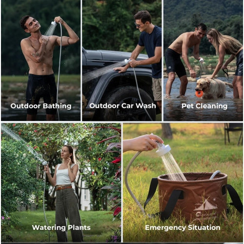 MAX Shower - Portable Shower for Camping, Rechargeable Outdoor Camping Shower, Portable Shower Pump for Hiking, Car wash, Pet Cleaning, Beach Vaca