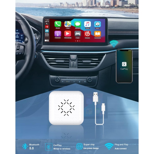 Mini Wireless CarPlay Adapter for Factory Wired CarPlay Cars, Wired to Wireless CarPlay