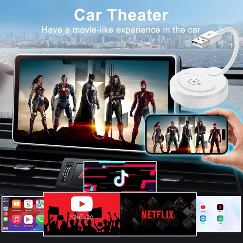 Wireless Apple Carplay Adapter Built-in Plug and Play Wireless, Low Latency, Easy to Install