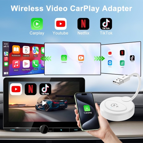 Wireless Apple Carplay Adapter Built-in Plug and Play Wireless, Low Latency, Easy to Install
