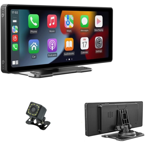 Image 1 de 3.. Écran tactile IPS de 10,26&nbsp;po Lecteur multimédia MP5 stéréo portatif pour voiture sans fil CarPlay Android Auto Dashboard Mirror avec caméra