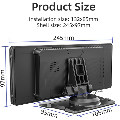 Écran tactile IPS de 10,26 po Lecteur multimédia MP5 stéréo portatif pour voiture sans fil CarPlay Android Auto Dashboard Mirror avec caméra