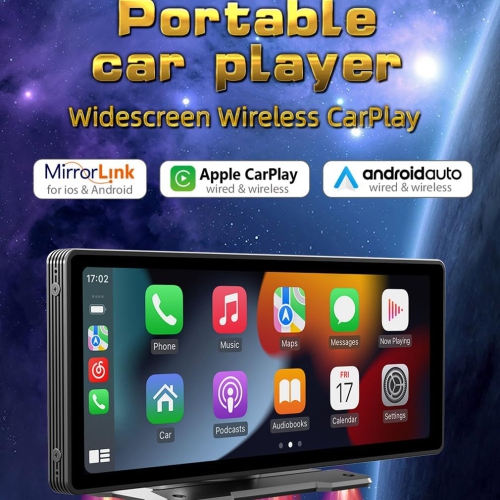 Écran tactile IPS de 10,26 po Lecteur multimédia MP5 stéréo portatif pour voiture sans fil CarPlay Android Auto Dashboard Mirror avec caméra