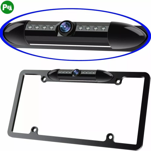 Reversing camera rear view license plate frame HD waterproof dual switch license plate frame white light reversing camera