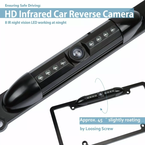 Reversing camera rear view license plate frame HD waterproof dual switch license plate frame white light reversing camera
