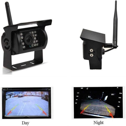 Backup Camera System Kit, 7" Wireless Car Monitor Backup Camera System Rearview Screen 4 Rear View Cameras IR Night Vision Waterproof for Bus TruckC