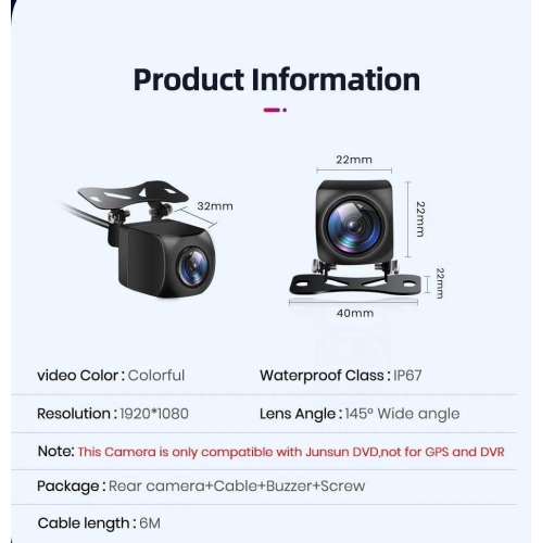 Park Assist Reverse Camera 1080P Car Rearview Camera AHD Radar Alarm 145° Wide-Angle Reverse Backup Camera Reversing Assist Rearview Camera