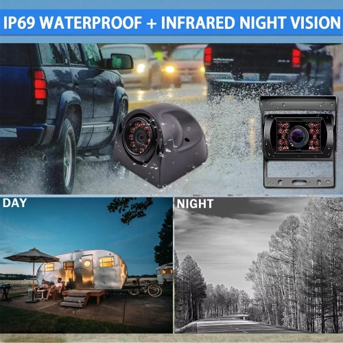 10.36" IPS Quad Monitor DVR Screen 4 Backup Camera BL For Truck Trailer Bus RV