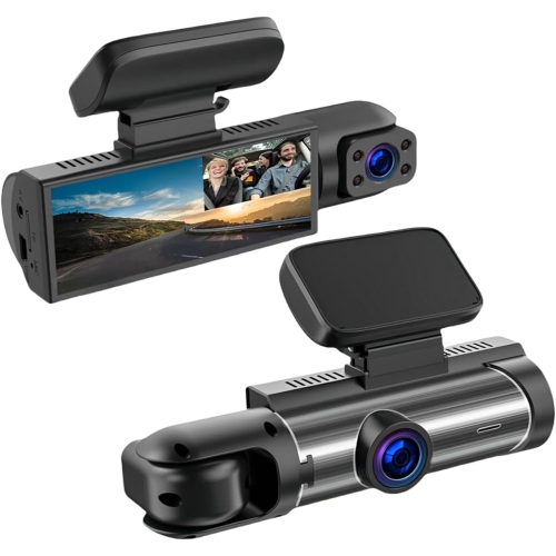 Caméra de tableau de bord pour l'auto, vision nocturne HD 1080p, enregistrement en boucle, double caméra pour caméras avant et intérieures