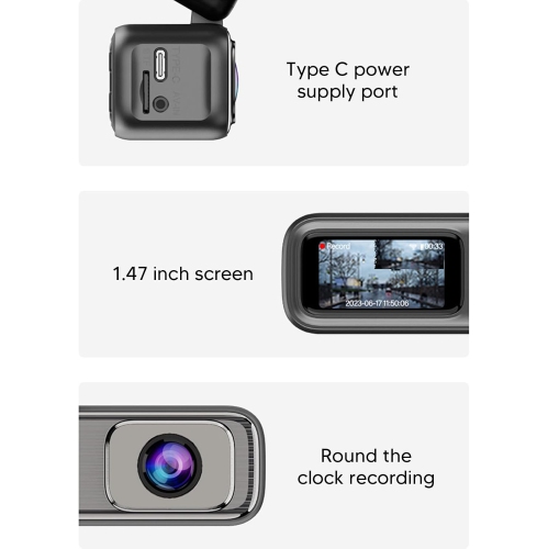Dual-lens dashcam - 2K front camera + 1080P rear camera, G-Force sensor, mobile Wi-Fi connectivity, enhanced night vision, loop recording, 24-hour
