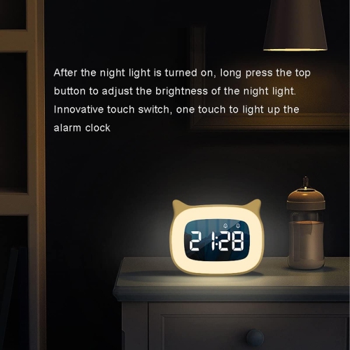 Kids Alarm Clock with Night Light and 18 Ringtones, Rechargeable, Cute Cat Ear Clock, Great Birthday Gift for Boys and Girls, Digital Clock for Kids