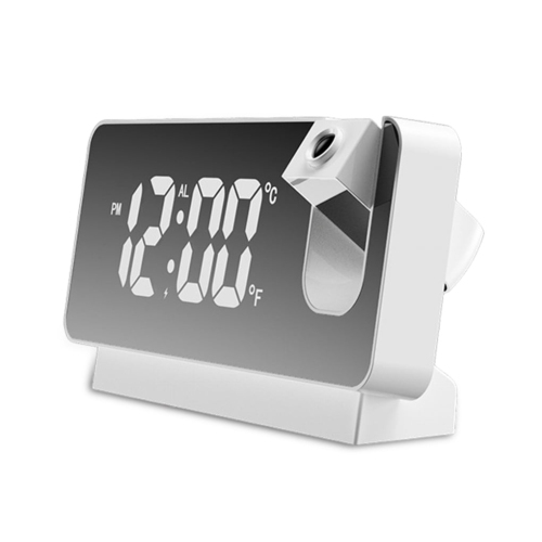 Projector Alarm Clock LED Display Digital Projection Alarm Clock Silent Mirror USB Office Clock with 180° Projector for Bedroom Digital Alarm Clock