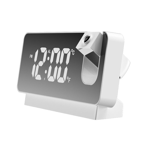 Projector Alarm Clock LED Display Digital Projection Alarm Clock Silent Mirror USB Office Clock with 180° Projector for Bedroom Digital Alarm Clock