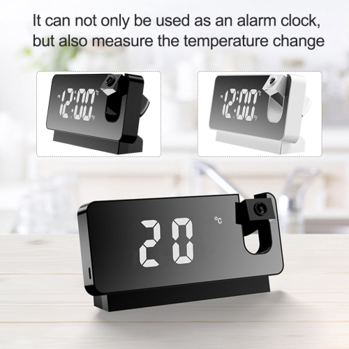 Projector Alarm Clock LED Display Digital Projection Alarm Clock Silent Mirror USB Office Clock with 180° Projector for Bedroom Digital Alarm Clock