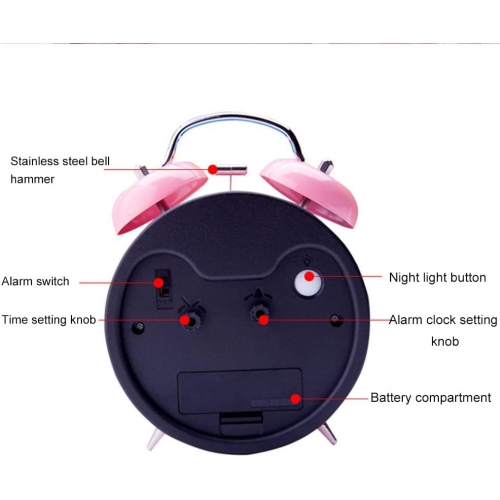 4-inch double bell alarm clock bedside children's clock metal creative table clock home decoration