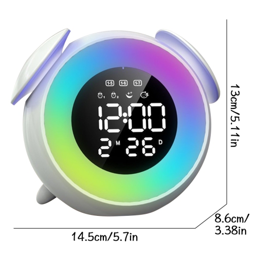 LED Wake-up Light Alarm Clock Rechargeable Digital Music Bedroom Alarm Clock, Cool Wake-up Light Multi-function Electronic Clock Bedside Lamp