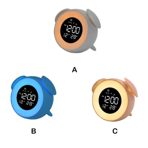 LED Wake-up Light Alarm Clock Rechargeable Digital Music Bedroom Alarm Clock, Cool Wake-up Light Multi-function Electronic Clock Bedside Lamp