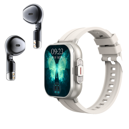 GREEN SCENIC  Smart Watch Bluetooth Call 2 In 1 Bluetooth Headset 2 Inch Full Screen Touch (Grey)