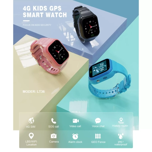 Waterproof Kids Smart Watch Baby 4G Card Clock Call Location Tracker Watch SOS Anti-lost Smart Watch