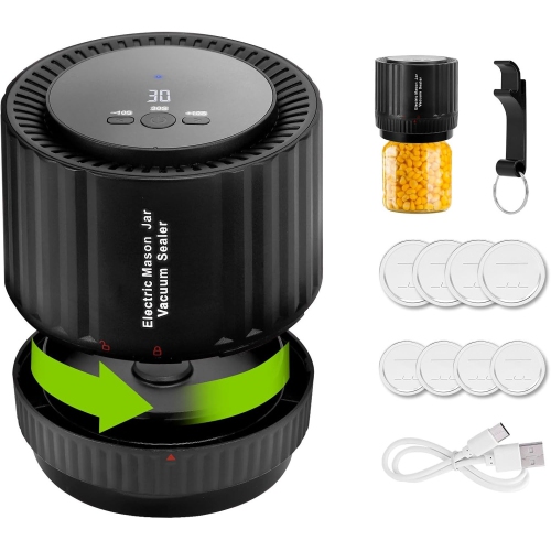 Image 1 of 5.. Somhe Electric Mason Jar Vacuum Sealer Kit - Black-x3