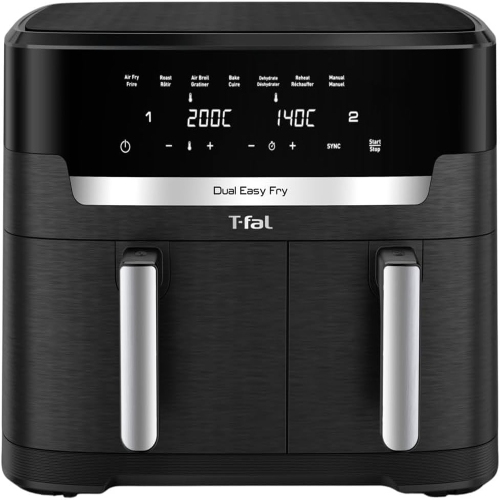 Image 1 of 5.. T-fal Dual Easy XXL Air Fryer 7-in-1 - [Black]