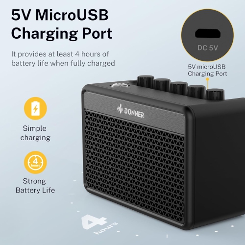 Petit amplificateur de guitare électrique portatif 5 W, ampli combiné guitare pratique DA-10 de Donner - BO