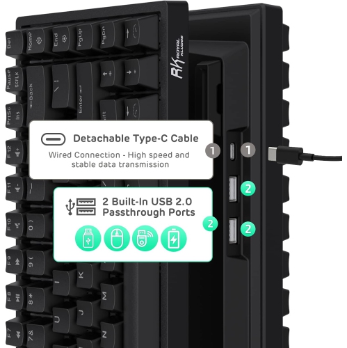 Clavier de jeu mécanique sans fil Bluetooth/RVB 2,4 GHz 75 % RK84 de RK ROYAL KLUDGE, clavier à trois modes connectable avec commutateur brun tactile