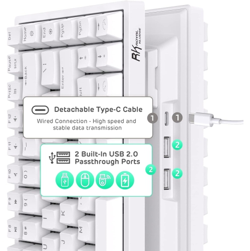 Clavier de jeu mécanique sans fil Bluetooth/RVB 2,4 GHz 75 % RK84 de RK ROYAL KLUDGE, clavier à trois modes connectable avec interrupteur rouge
