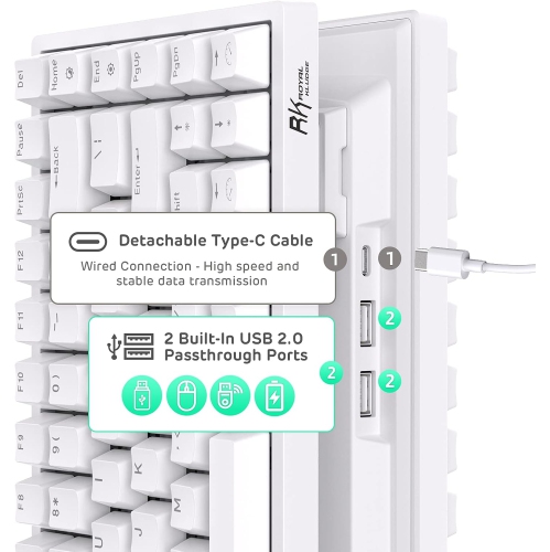 RK ROYAL KLUDGE RK84 Wireless Bluetooth/2.4Ghz 75% RGB Mechanical Gaming Keyboard, Three Modes Connectable Keyboard with Hot-Swappable Tactile Blue
