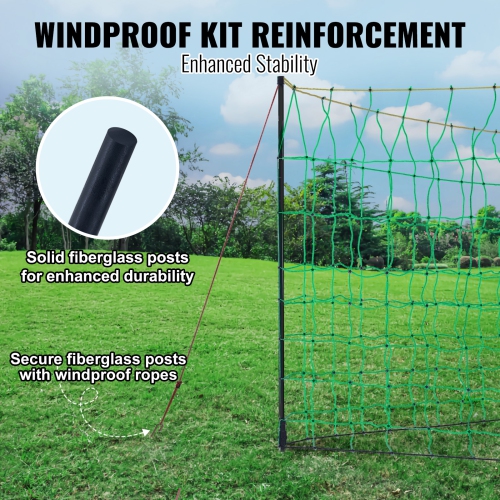 VEVOR 35" H x 164' L, Electric Fence Netting, PE Net Fencing with Posts & Double-Spiked Stakes, Utility Portable Mesh for Goats, Sheep, Used in